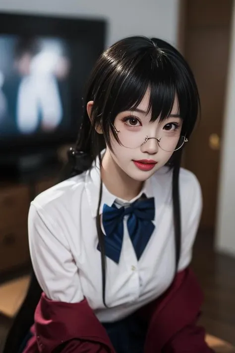 ultra-detailed,highly detailed,best quality,masterpiece,illustration,
1girl,taihou,taihou \(azur lane\), cosplay, school uniform,
very long hair, hair ornament,
indoors,living room, watching television,
<lora:taihou_jk_v4_04:0.8>