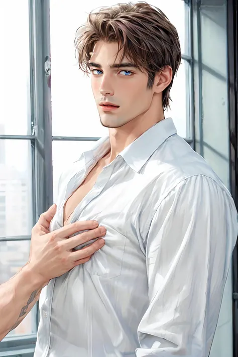 <lora:sex_boobg4:.7>, (( a man is grabbing and groping a man's breasts)),bara, male, mature, facial hair <lora:style_adddetail:.7>