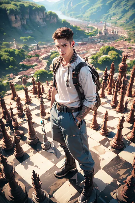 1male,handsome male,adventurous,energy,<lora:绪å¿-æ£ä¸ä¸ç chess>,cowboy_shot,from_above,