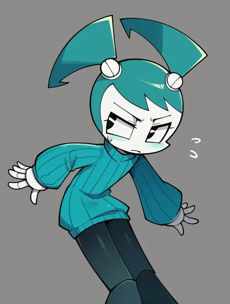 score_9, score_8_up, score_7_up, score_6_up, score_5_up, score_4_up, source_anime, BREAK
(1girl, solo:1.2), simple background, <lora:XJ-9:0.8> xj9, robot girl, black eyes, aqua hair, sweaterdress, turtleneck, ribbed sweater, oversized sweater, blue sweater, pantyhose,