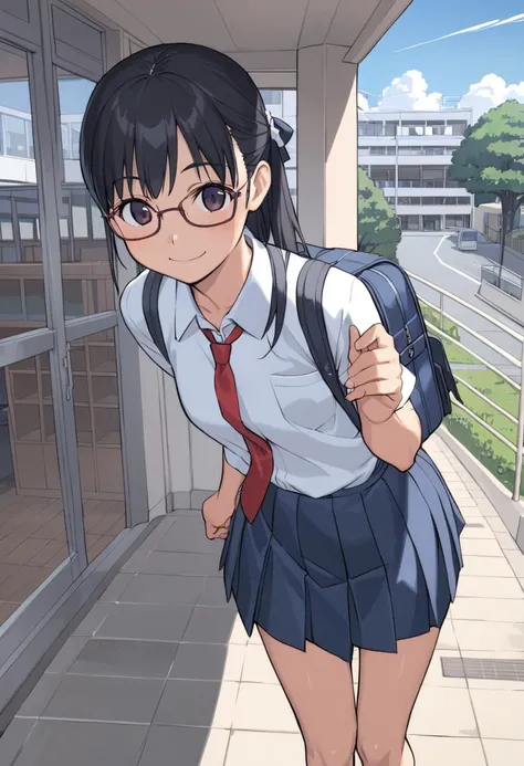1girl, glasses, black hair, white shirt, pleated skirt, red necktie, shoes, standing, blue skirt, looking at viewer, smile, upper body, solo focus,
genkan, syoukouguchi, scenery, building, window, school, tree, japan, door, cityscape, city, sky, outdoors, multiple girls, black backpack, school bag,
<lora:school_genkan_SDXL_V1:0.6>
best quality, ultra-detailed, illustration, <lora:col_xl:0.6>