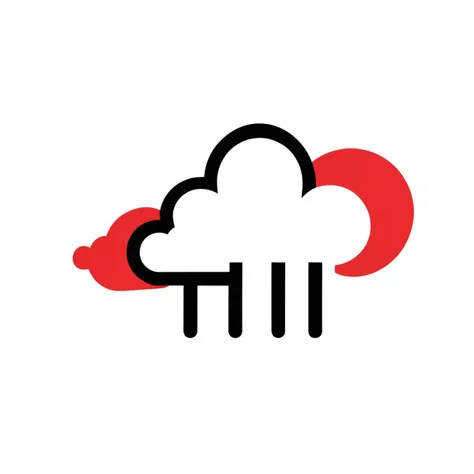 a black and white image of a Cloud with a red scarf on its head, in the style of minimalistic japanese, colorful animations, logo, tupinipunk, soft and rounded forms, rinpa school, flat shapes