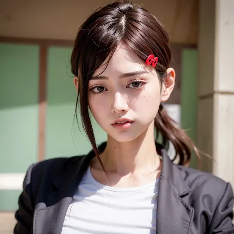best quality, ultra high res, (photorealistic:1.4), 1 child, hairpin, white men's shirts, black suits, grab a knife (ulzzang-6500:0.8), <lora:kobeni_v10:1.2>
