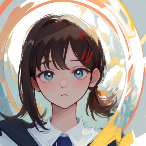 masterpiece, best quality, ultra-detailed, illustration, close-up, straight on, face focus, 1girl, serene expression, looking at viewer, <lora:kobeni_v10:1>