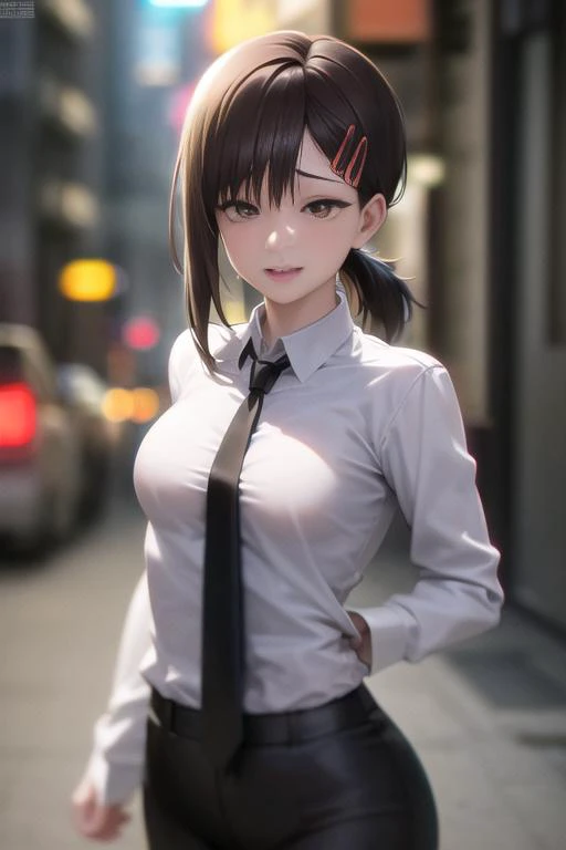 higashiyama kobeni, dancing on sunny street, masterpiece, pussy peek, black necktie, black pants, white collared shirt with long sleeves, deep brown eyes, black hair, city street detailed background, dark atmosphere, white glow, small size boobs, smile, (blush), drunk, deep brown_eyes, film grain, lens distortion, (chromatic aberration), intricate, unreal engine 5, volumetric lighting, realistic, realistic lighting, cinematic, 8k, cinematic lighting, depth of field, masterpiece, perfect, award-winning, hyper-detailed, photorealistic, ultra realistic, realistic light, hard lighting, intricate details, stop motion, (hyperfocus:0.7), tonemapping, sharp focus, hyper detailed, a character portrait by senior character artist, trending on Artstation, <lora:kobeni_v10:0.8>