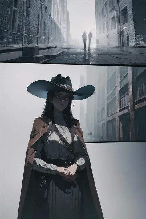 Ultra detailed, (masterpiece:1.7), ((1girl)), upright, (small breast), (32k:1.2), (upscaled:1.2), ((best quality)), (intricate details), (high contrast), Omnious intricate, octane, moebius, gorgeous pose, ArtStation, concept art, ambient, 8k resolution, 8k, Unreal Engine 5, octane render, (anime painting), (detailed shadows), (detailed lighting), (anime:1.5), (dark shot:0.8), (intricate details:1.0), (intricate details, hyperdetailed:1.15), hdr, (at night:1.2), atmospheric, city at night, fog, dramatic light, cinematic, sweet, big dreamy eyes, detailed face, looking at viewer, cowboy, dark western, wild west, coat, smoke, glowing color eyes, <lora:concept_Dark Country:0.5>, cowboy hat, boots, <lora:ShindoL_style:0.5> ShindoL style, ShindoL, nun