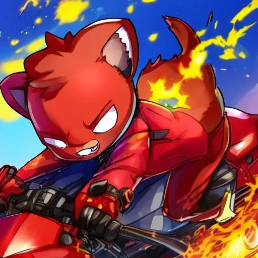 <lora:Dnaxcat3_DecadentSteve:1> Dnaxcat,furry, cat,city,red jacket,riding,spark