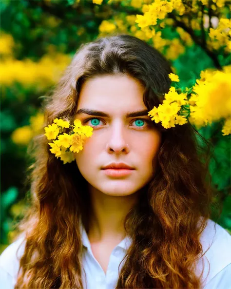 <lora:flowerdance:0.6> realistic photography,medium_shot_photo, beautiful girl, dark eyes, full of yellow flowers, orange flowers, greenish background, [:film grain:0.4], [:retro color theme:0.4], (realistic skin_details, sharp focus, eyes_focus, masterpiece,best quality,finely detailed,extremely detailed, realistic detail, realistic, high_resolution:1.2)