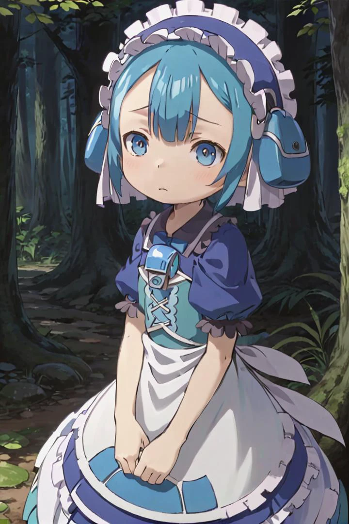 1boy,
masterpiece, ultra detail, forest
<lora:marulk-000007:0.6> marulk, solo, looking at viewer,
tree, puffy short sleeves, maid, maid headdress, capelet, otoko no ko, pouch, male , whistle, blue capelet, whistle around neck