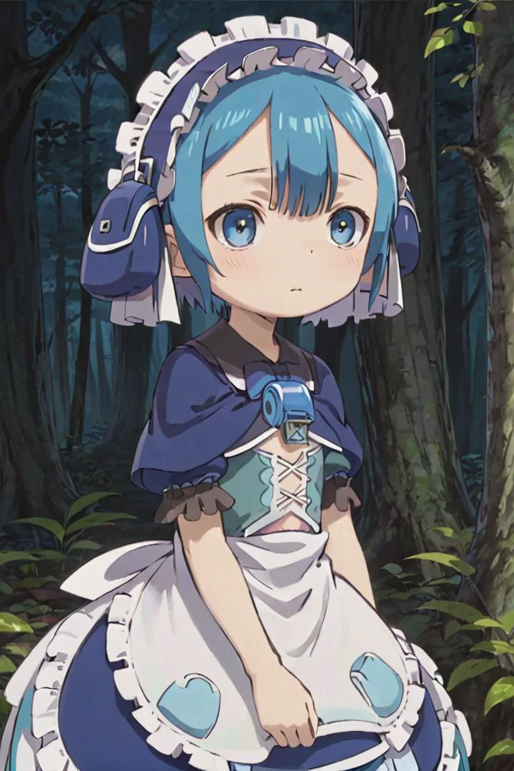 1boy,
masterpiece, ultra detail, forest
<lora:marulk-000007:0.6> marulk, solo, looking at viewer,
tree, puffy short sleeves, maid, maid headdress, capelet, otoko no ko, pouch, male , whistle, blue capelet, whistle around neck