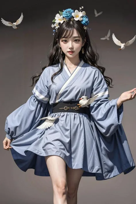 1girl, BIFANG, BIRD, SINGLE LEG, <lora:BiFangBird:0.7>,  <lora:kwFemaleBeta1_v12:0.3>