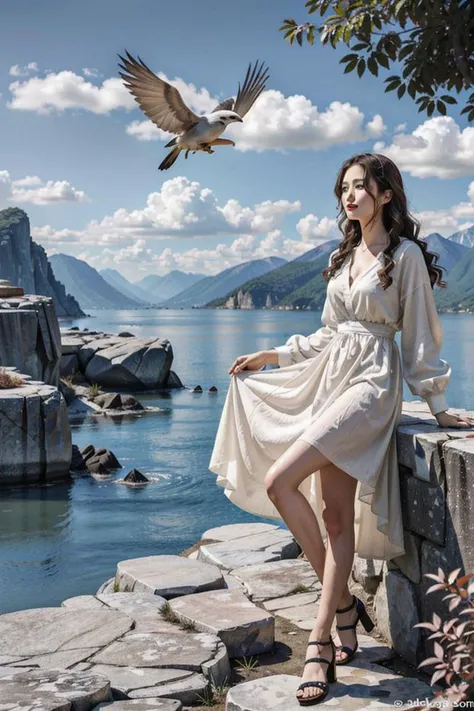 1girl, BIFANG, BIRD, SINGLE LEG, <lora:BiFangBird:0.8>, <lora:kwFemaleBeta1_v12:0.2>
