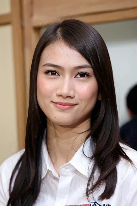 best quality, ultra high res, (photorealistic:1.4), 1girl, solo, closed mouth, white shirt, upper body, black eyes, lips, realistic (high detailed skin:1.2), 8k uhd, dslr, soft lighting, high quality, ((film grain)), Fujifilm XT3
<lora:melodylaksani92:0.85>
