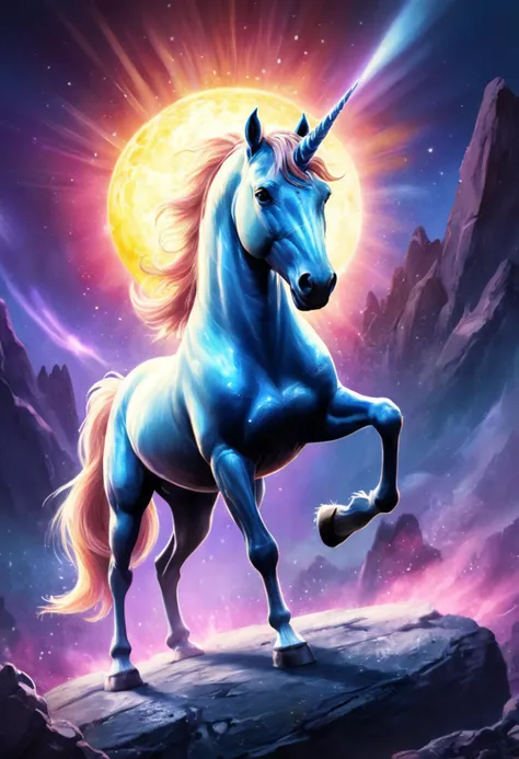digital painting of a magical unicorn , extragalactic, vibrant, rocky, flare, sapphire, unknown, high dynamic range,unthinkable,