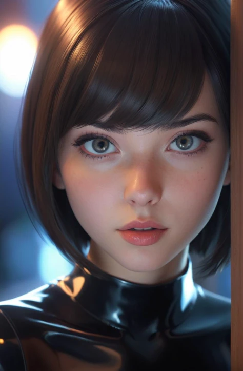 shy and embrassed young woman, peeking,  ilya kuvshinov, symmetrical face, artgerm, dim volumetric lighting, greg rutkowski, hyperdetailed, 8 k realistic, symmetrical, frostbite 3 engine, cryengine, dof, trending on artstation, digital art, chanel