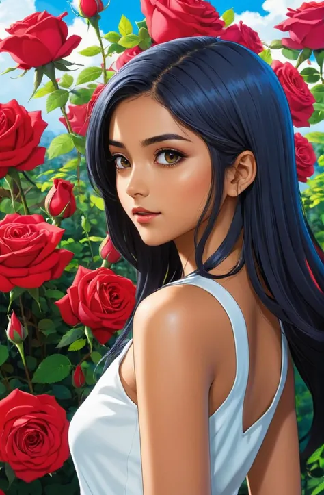 anime artwork 21 years old roses Sri Lankan woman, allure, by Hasegawa TÅhaku,  . anime style, key visual, vibrant, studio anime,  highly detailed