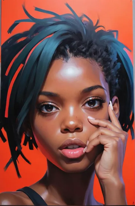 shy and embrassed young woman, peeking, ilya kuvshinov, lois van baarle, rossdraws, basquiat | afrofuturism, inarticulatable, realistic | by krenz cushart, by yoshitaka amano, trending on artstation