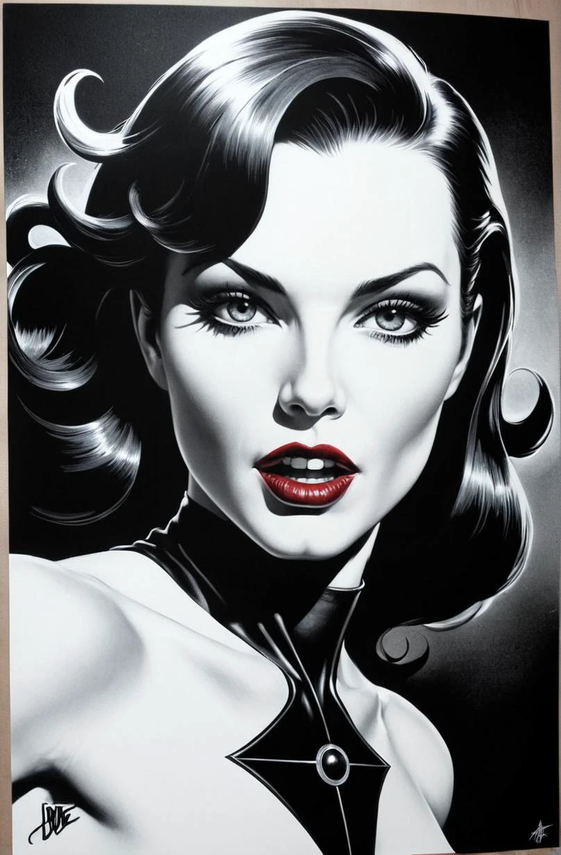 dangerous evil female supervillain, creepy, horror, high details, intricate details, by vincent di fate, artgerm julie bell beeple, 60s, inking, vintage 60s print, screen print