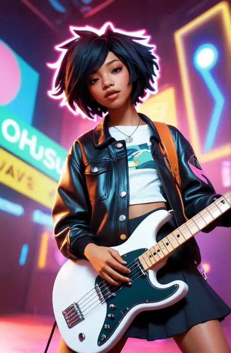 a kpop band rocking hard, ilya kuvshinov, lois van baarle, rossdraws, basquiat | afrofuturism, in the style of hearthstone, trending on artstation | cool color scheme