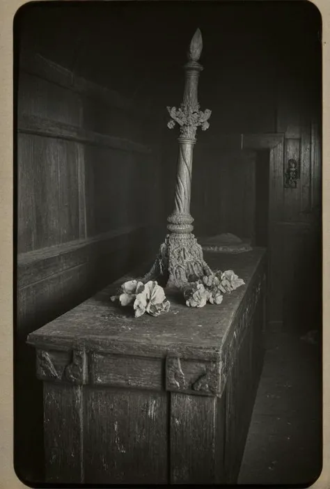 analog film photo ((Castle royal crypt))((adult sarcophagus casket catafalque pall funerary inside coffin))(epic dramatic missing still photo from Acadamy Award winning 1970's drama suspense movie)BREAK(perfect emotional lighting and cinematography)BREAK(post-processing: oversharpen, expert dodge and burn, ISO 200 color film noise, corner darken vignette)
<lora:LCM-LoRA-XL_V1:0.21>
<lora:SDXLHighDetail_v5:0.4>
<lora:ral-exposure:0.4> ral-exposure <lora:sdxl_photorealistic_slider_v1:1.6>
<lora:RMSDXL-DarknessCinema-XL_V1:1.7>
ISO 200 film grain . faded film, desaturated, 35mm photo, grainy, vignette, vintage, Kodachrome, Lomography, stained, highly detailed, found footage