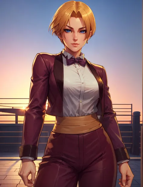 <lora:King2000_t8-000023:1.0> KOFKing girl wearing KOF2kOutfit,
 best quality, depth of field,