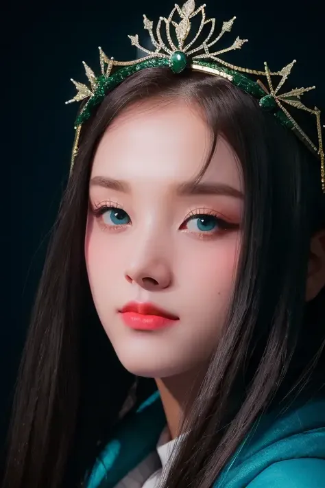 a beautiful empress portrait, blonde hair, perfect blue eyes, with a brilliant, impossible striking big Christmas headpiece, clothes Santa robes, everything Christmas, snow, symmetrical, dramatic studio lighting, rococo, baroque, greens, asian, hyperrealism, closeup, D&D, fantasy, intricate, elegant, highly detailed, digital painting, artstation, octane render, 8k, concept art, matte, sharp focus