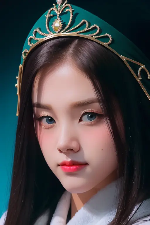 a beautiful empress portrait, blonde hair, perfect blue eyes, with a brilliant, impossible striking big Christmas headpiece, clothes Santa robes, everything Christmas, snow, symmetrical, dramatic studio lighting, rococo, baroque, greens, asian, hyperrealism, closeup, D&D, fantasy, intricate, elegant, highly detailed, digital painting, artstation, octane render, 8k, concept art, matte, sharp focus