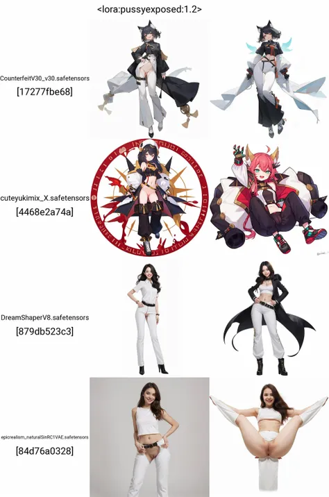 (pussy exposed:1.2),full body shot,1girl with long pants,smile,white background,<lora:pussyexposed:1.2>,