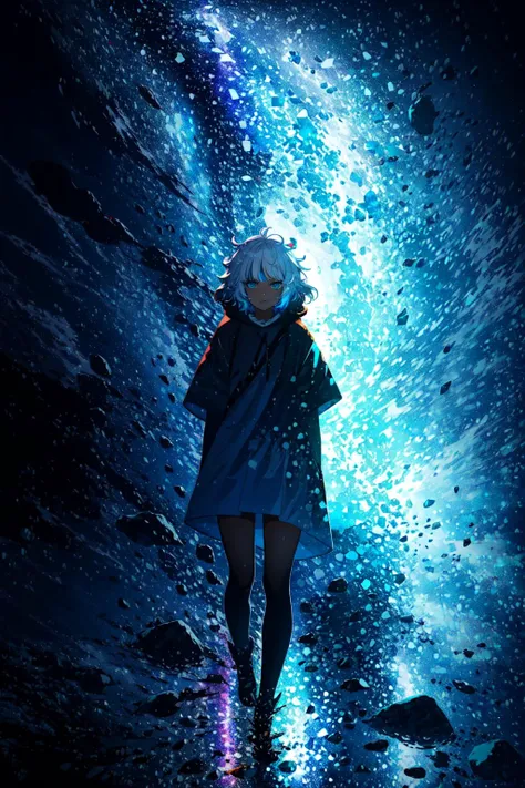 best quality, intricate details,, best quality, intricate details,
1girl, white hair, blue eyes, sharp eyes,messy hair, blue highlights, sharp teeth,multicolored_hair,long hair,
virtual_youtuber, gawr_gura, <lora:gawrGuraHololive_v3:0.8> gawr gura,
shark teeth design, bare legs, shark girl, shark print, shark hair ornament,
flowing water, space background, black background, nebula
<lora:sunAndShadow_v10:0.8> cloud,colorful, starry,stars,