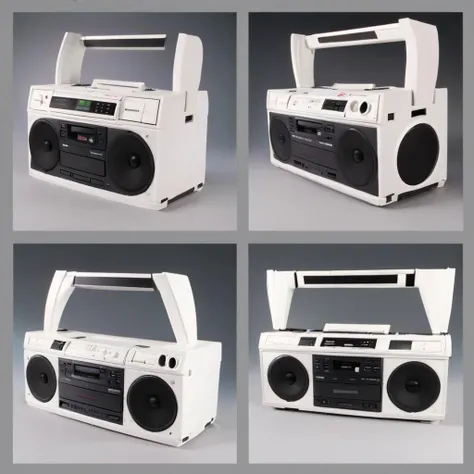 <lora:Everly_Heights_Prop_Generator:.4> a 1990s boom box stereo (front, back, side:1.2)