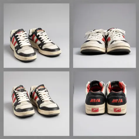 <lora:Everly_Heights_Prop_Generator:.4> a pair of 1990s sneakers (front, back, side:1.2)