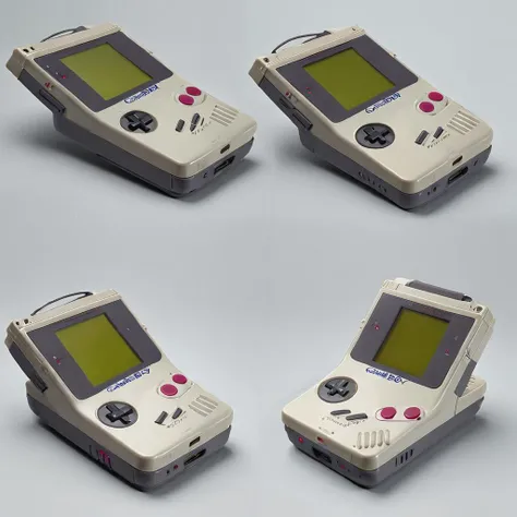 <lora:Everly_Heights_Prop_Generator:1> a Nintendo Gameboy, (four angles, 2x2 grid:1.1)