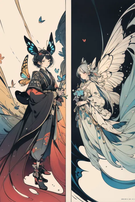 (masterpiece, top quality, best quality, official art, beautiful and aesthetic:1.2),cover art,awardwinning Painting,rainbow swirl,full body shot of a Visionary Collectable ([butterfly|Linden]:1.3) of Instinct,stylized,Cac*** *n background,Song Dynasty woods,at Dusk,horizon-centered,ultrafine detailed,Proud,Art and Language,rim light,F/8,Monochrome,surreal design,dreamy magical atmosphere,trending on artstation,absurdres,[ (art by Alfred Stevens:0.9) : (art by Stanley Kubrick:0.7) : (art by Maggi Hambling:0.7) : (art by Karl Kopinski:0.7) :14],