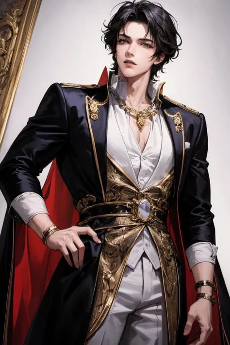 handsome male,bara,prince,grey curly hair,vampire,