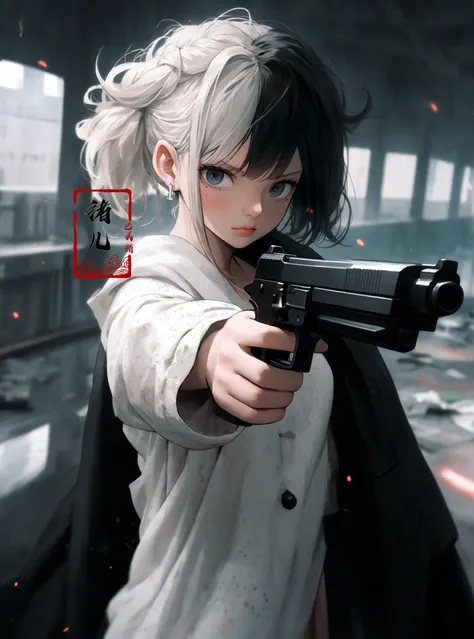 xuer pistol,
<lora:~Q?-bKg xuer pistol:0.8>(Mole under eye:0.9), 
((masterpiece))), (((best quality))), ((super detailed)), (highly detailed computer illustration), ((extremely delicate and beautiful)),cinematic light,