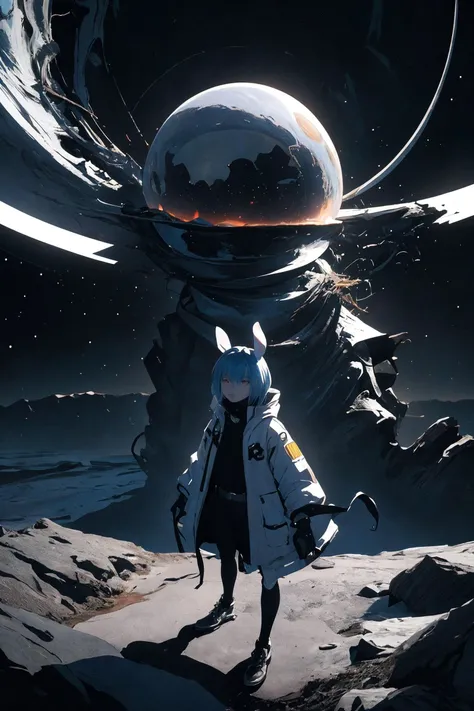 (masterpiece, top quality, official art, best quality, beautiful and aesthetic:1.2),4k,8k,Dimly lit environments,24bit colors,a stunning film noir still photograph,
Top fantasy film,raw,realistic,a space rabbit floating in the dark space with a (huge black hole/Interstellar style) in the background,
dramatic cinematic film lighting,subsurface scattering,atmospheric lighting,imperfections,natural,shallow dof,sss lighting,very clear hands,perfect eyes,
very strong contrast,dramatic Lighting,
strong visual contrast,terrifying,
Tsutomu Nihei,cinematic film style,special effects,VFX,award-winning picture,highly detailed,ultra-high resolutions,32K UHD,sharp focus,
(photorealistic:1.5),(Extremely realistic, masterpiece, top quality, official art, best quality, beautiful and aesthetic:1.2),4k,8k,
very rich details,
