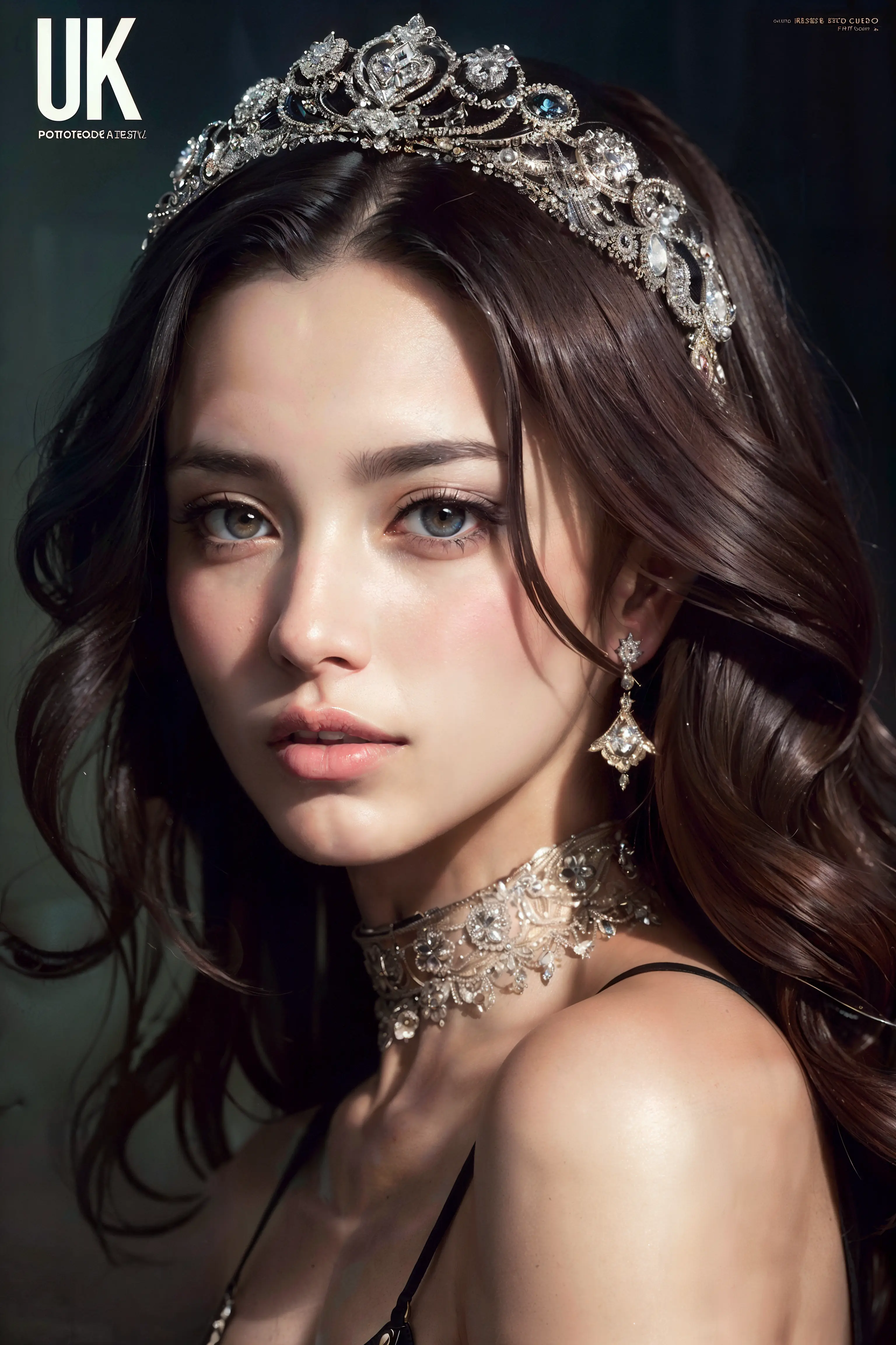 <(masterpiece, realistic:1.3), (extremely intricate:1.2)>, (photorealistic:1.4), (extremely delicate), (ultra realistic:1.3), (award-winning photography), (cowboy shot:1.2), (modelshoot style), hyperrealistic photography, extremely detailed CG unity 8k wallpaper, HDR, RAW photo, dslr,
extremely detailed magazine cover-style realistic digital painting, (magazine cover-style illustration), adding a touch of fantasy to the scene, the text on the cover should be bold and attention-grabbing, with the title of the magazine and a catchy headline, the overall style should be modern and trendy, with a focus on fashion and lifelike, helvetica-bold, <lora:FashionMagazineStyle_v10:1:ind>mandatory kinda,
1girl, detailed face, detailed eyes, offshoulder, lowkey, deep shadow, dramatic lighting,
art by david lynch,
(photographed on a Sony a9 II, 100mm lens, F/2.8 aperture),
<lora:epiNoiseoffset_v2Pynoise:1.5>very dark lighting, heavy shadows, (vibrant, dramatic, dark, sharp focus, 8k)