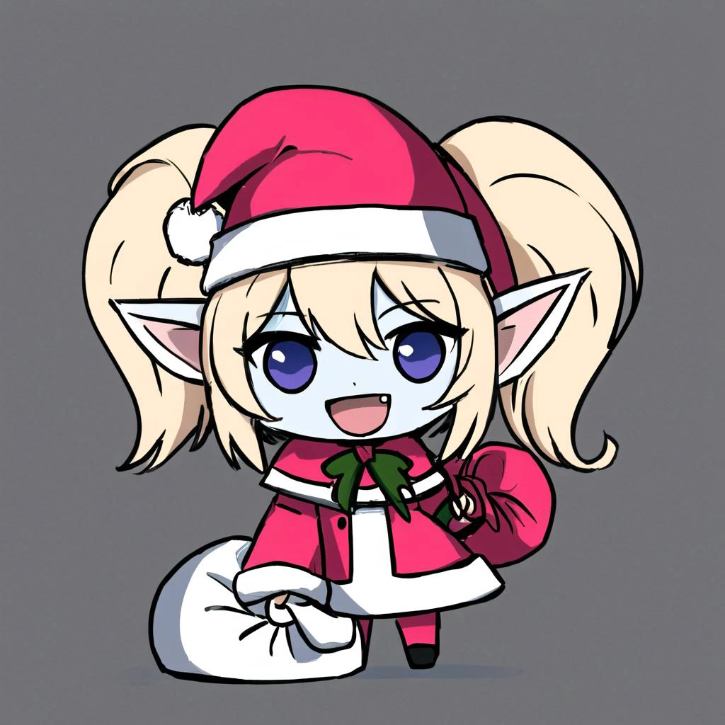 <lora:kupa_poppy:1>, (poppy:1.1), colored skin, padoru meme, (chibi:0.8), :d, (holding sack:1.1), santa hat, best quality, <lora:padoru_meme:0.7:CHAR2>