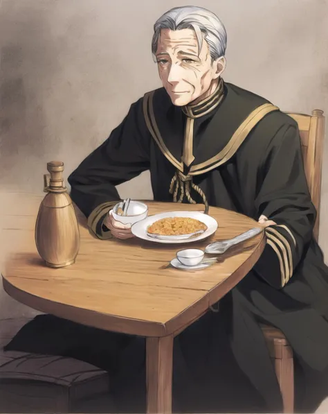 heitold, solo, 1boy, sitting , food, table, pencil drawing , black coat, wrinkles
<lora:frieren_EP01-04_lohad8_attn-mlp-step00040000:1>