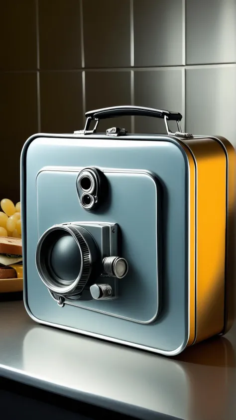 Cinematic photo of  <lora:SpyWorld50sXL:1> SpyWorld50sXL metal lunch box with retro flair