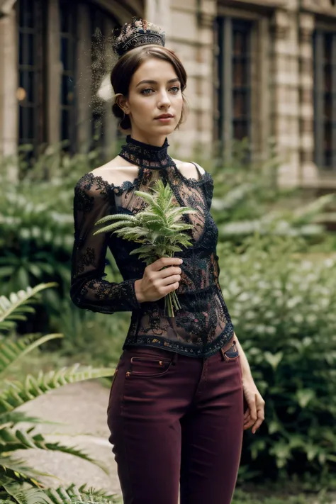 1girl, intricate detail, 8k resolution, prettyish caucasian girl, Bending down to touch a plant or flower, showing care and connection with nature., Black and burgundy highlights long hair, Witch-inspired pointed hats with intricate details, Resentful, Brooch, Magical glade with mystical creatures and glowing flowers (tight gap:1.5) <lora:add_detail:1> (mastedrpiece:1.4), (photorealistic:1.4) (extremely intricate), (exquisitely detailed), cyberkpunk
<lora:FilmVelvia3:1> <lora:UE_20230717224732:0.5>