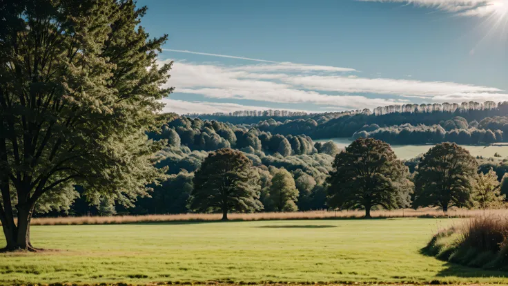 photo of landscape, sunny weather, 8k uhd, high quality, film grain,