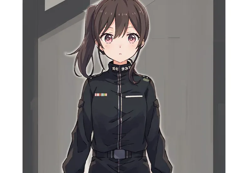 masterpiece, best quality, 8k, "visual novel"
<lora:add_detail:-0.4>
<lora:Kindred_Spirits_on_the_Roof.v2-000005:0.85> kd_vnstyle
1girl, (solo)
("  ")
"    ",
small eyes
low ponytail
(military uniform:1.1)
"       "
"               "