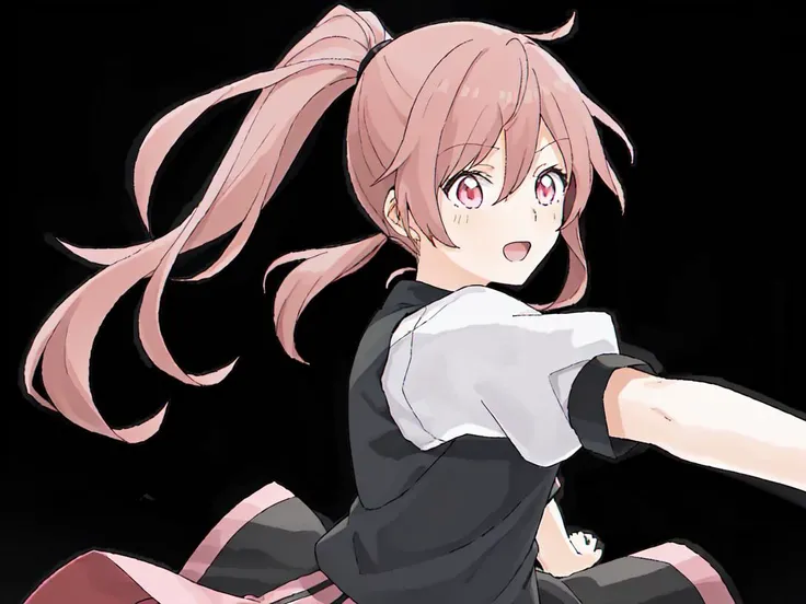 masterpiece, best quality, 8k, "visual novel"
<lora:add_detail:-0.4>
<lora:Kindred_Spirits_on_the_Roof.v2-000005:0.85> kd_vnstyle
1girl, (solo)
(23 years old, 23y.o, adult)
pink hair,
expressiv eyes
long ponytail
(combat outfit:1.1)
(simple black background)
" "