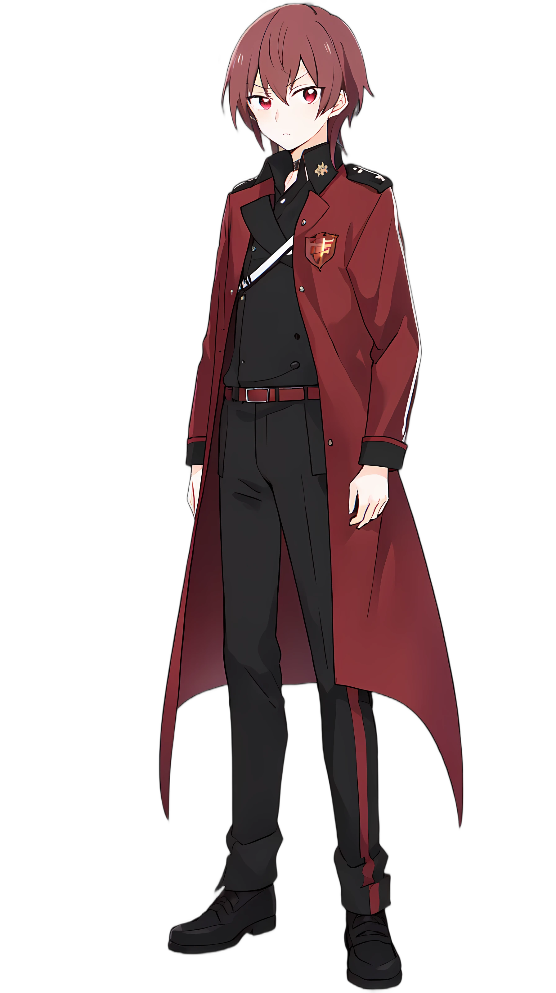 masterpiece, best quality, beautiful
<lora:kindred_spirits_v5:0.6> kd_vnstyle
<lora:add_detail:-0.6>
boy
(solo),
(adult, 20 years old, 20y.o.)
[anime screencap:0.35],
(dark red hair)
mullet
break
red eyes,
night, 
vampire,
red military uniform
anxious
(full body, ), 
standing,