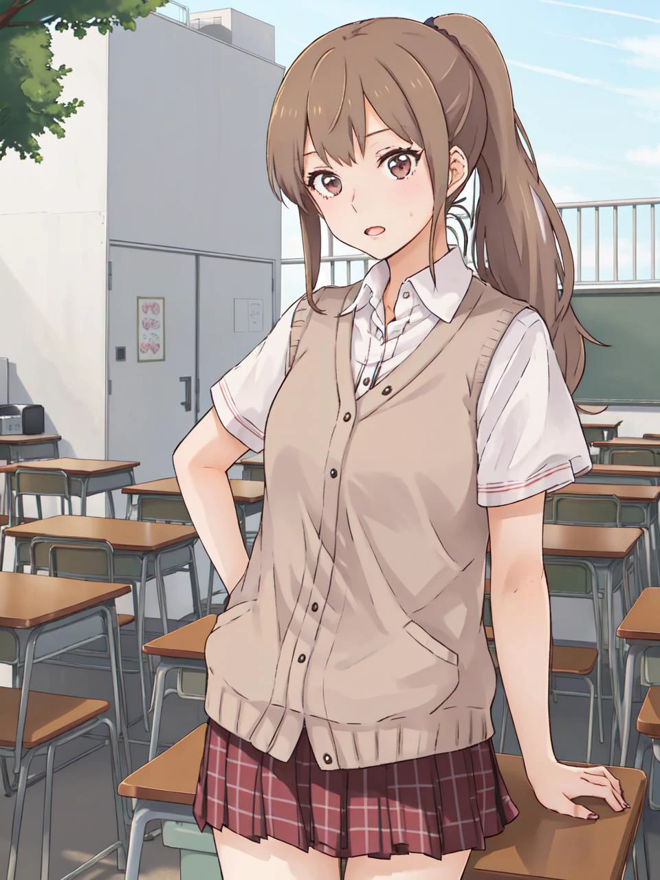 masterpiece, best quality,
<lora:kindred_spirits.v4-000006:0.75> kd_vnstyle <lora:add_detail:-0.75>
1girl, (solo),
(23 years old, 23y.o, adult)
blond hair,
" ",
short ponytail,
(outdoor clothes,:1.2)
teachers office, inside school,
" "