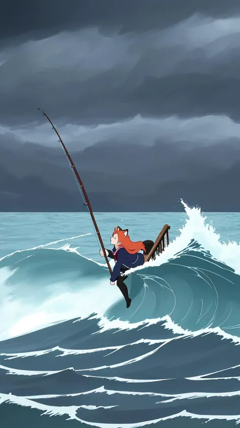 masterpiece, best quality,
 <lora:add_detail:-0.7>
,kd_vnstyle
(small eyes),
vivid colors,
1girl, (solo)
(22 years old, 22y.o, adult)
red blond hair,
"         "
cat ears,
"      "
fishing boat, ruff sea, stormy ocean, waves, windy weather, dark sky, storm clouds,
"                         "