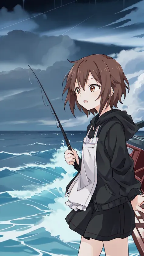 masterpiece, best quality, 8k,
<lora:add_detail:-0.6>
<lora:kindred_spirits.v4-000006:0.85> kd_vnstyle
1girl, (solo),
(10 years old, 10y.o, child, young child)
red brown hair,
small eyes,
side-swept hair,
(cook outfit:1.2)
fishing boat, ruff sea, stormy ocean, waves, windy weather, dark sky, storm clouds,,
" "