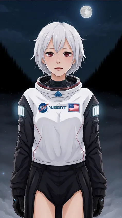 masterpiece, best quality,
<lora:Kindred_Spirits_on_the_Roof.v2-000005:0.85>
,kd_vnstyle
(small eyes),
1girl, (solo)
(21 years old, 21y.o, adult)
glowing hair, white hair, sparkling hair,
cyborg eyes,
" "
astronaut
standing in front of moon, night sky,
" "