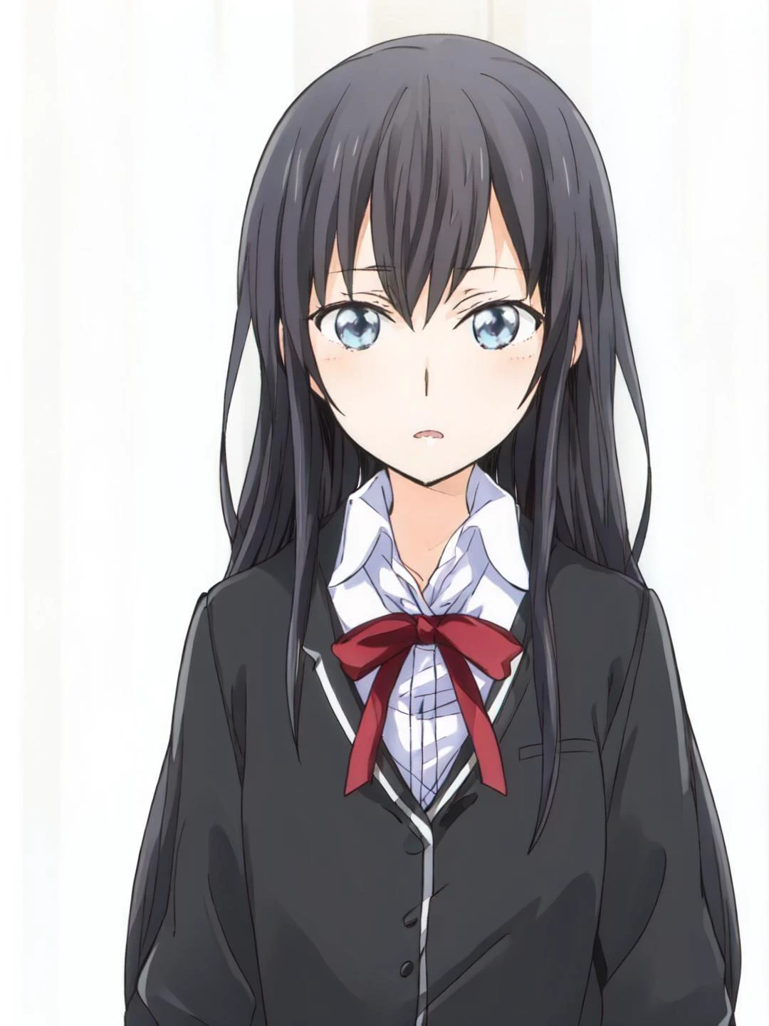 masterpiece, best quality,
vivid colors,
<lora:kindred_spirits_v5:1> kd_vnstyle
1girl , (solo),
<lora:Yukinoshita Yukino:0.4> YUKINOSHITA_YUKINO, LONG_HAIR, BLACK_HAIR, RED_RIBBON,BLUE EYES,SOBU HIGH SCHOOL UNIFORM,